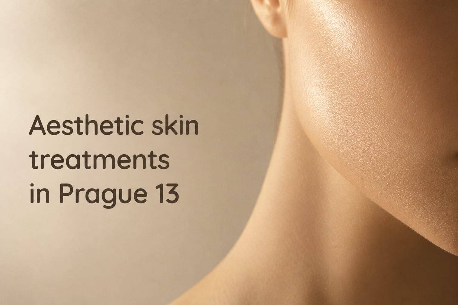 Close-up of smooth, glowing facial skin in soft warm light